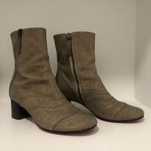 Chloe Lexie Canvas Booties, Khaki Grey